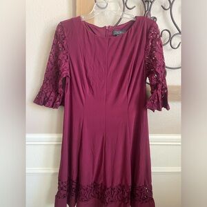 Merlot Lace Sleeve Dress